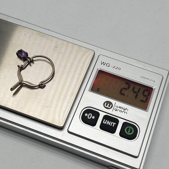 Sterling Silver Purple Amethyst Pendant Necklace Charm Vintage - Picture 5 of 5